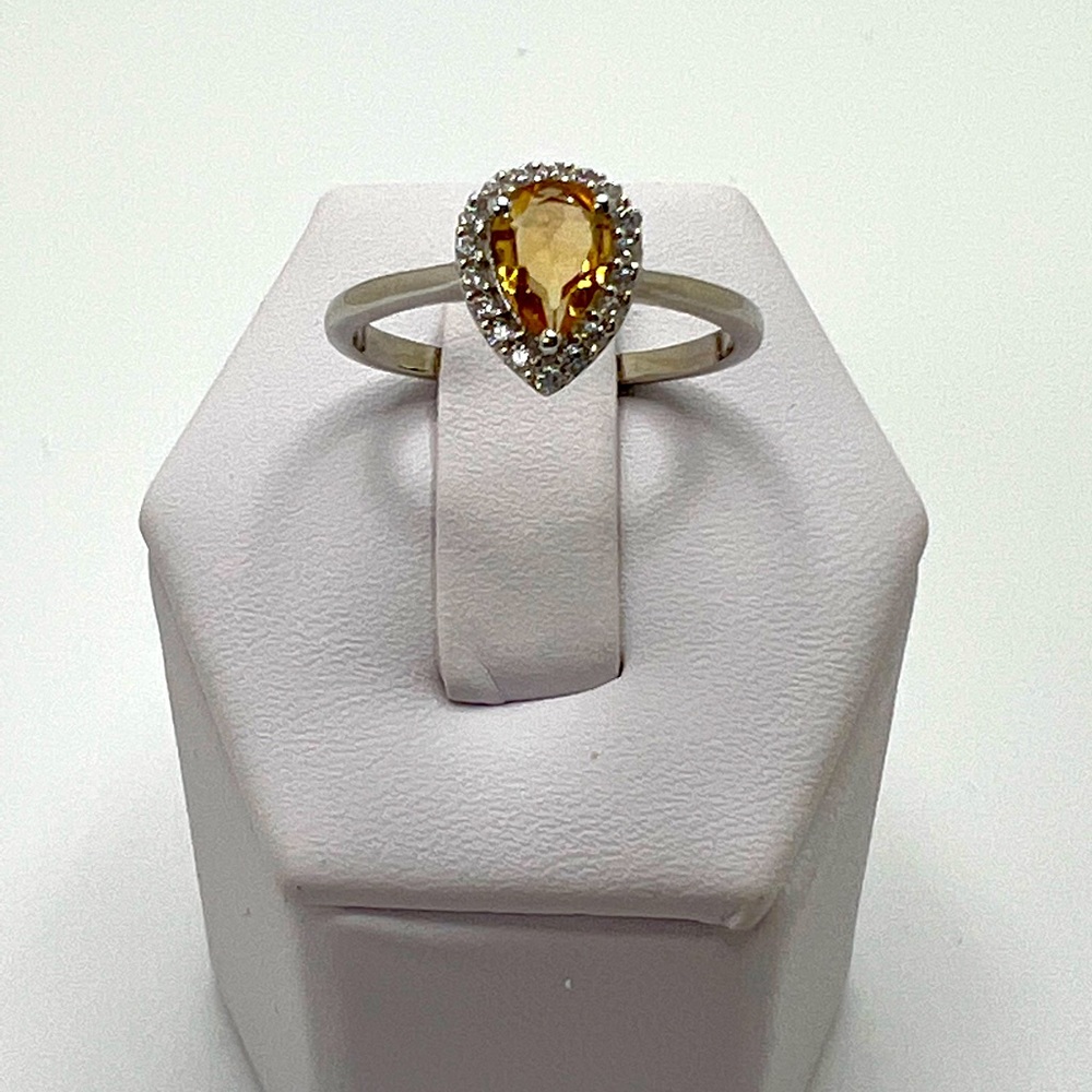 Sale $36 Firm! .925 Sterling Silver Natural Citrine & Cz Ring - Picture 2 of 15